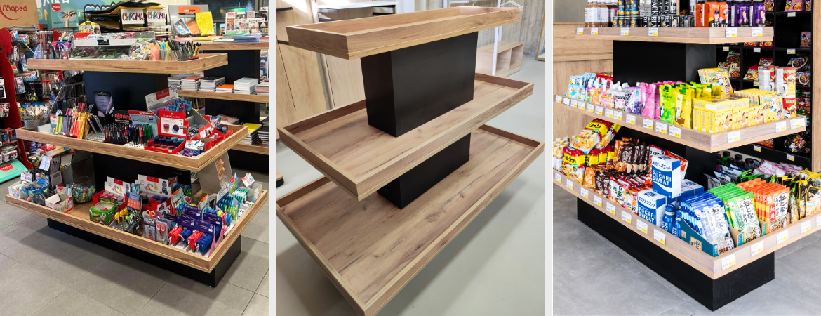 ξυλινες γονδολες καταστηματων