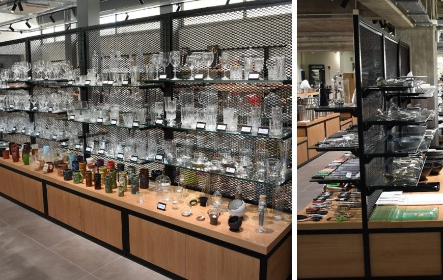 επιπλα με μεταλλικο πλεγμα διακοσμητικο για εκθεση προιοντων