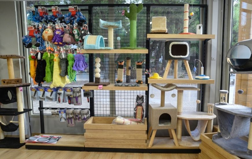 ραφια pet shop για παιχνιδια αξεουαρ ονυχοδρόμια