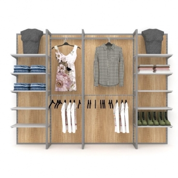 Σύνθεση Τοίχου με Ράφια και Μπάρες Κρέμασης Ρούχων