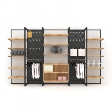 Έπιπλο Τοίχου με Διάτρητη Λαμαρίνα και Ράφια