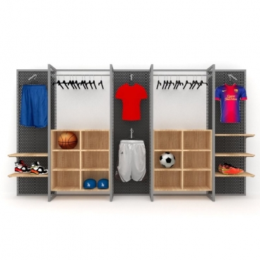 Μονάδα Τοίχου με Διάτρητη Λαμαρίνα και Ραφιέρες