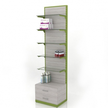 Έπιπλο Τοίχου με Γυάλινα Ράφια και Συρτάρια