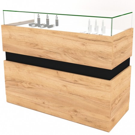 Πάγκος Δειγματισμού με Βιτρίνα και Ράφια